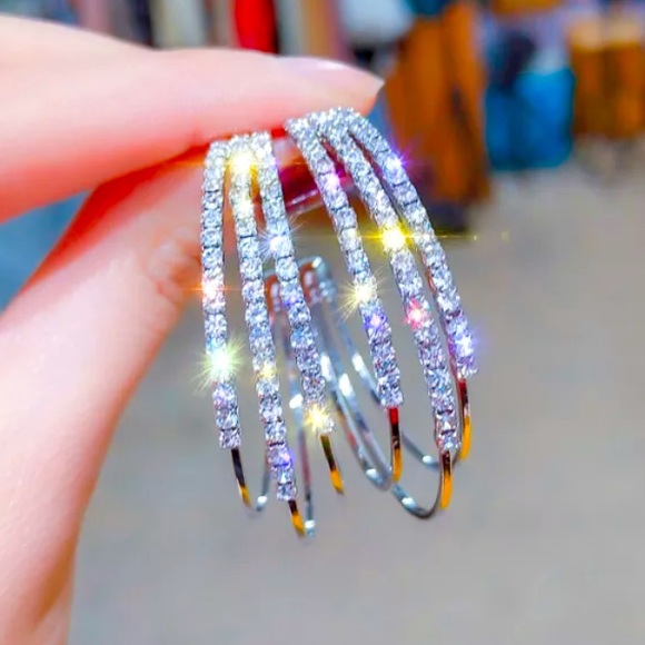 18k Hoop Silver Earrings - Picture 2 of 3